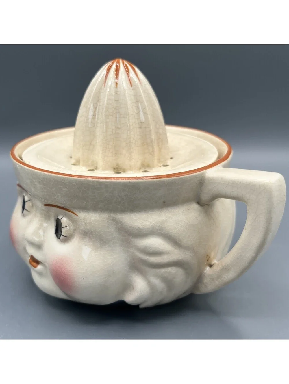Vintage Marutomoware Japan Figure Girl Face Citrus Juicer Remer, Anthropomorphic